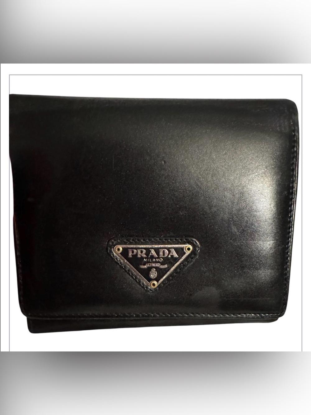 Prada Milano Black Leather Trifold Wallet Made in Italy - Picture 6 of 16